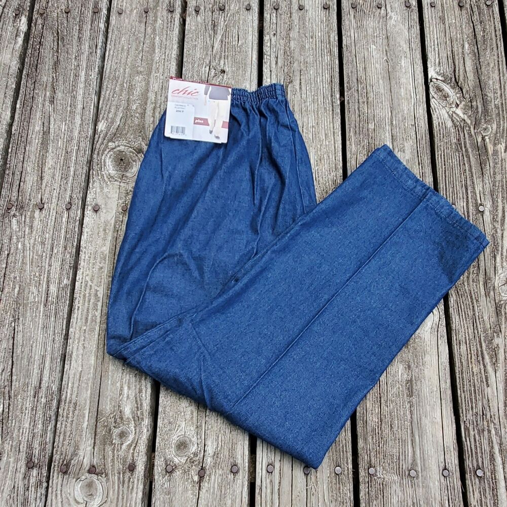 Chic Comfort Collection Womens Sz 20W Plus Pants Blue Cotton Denim